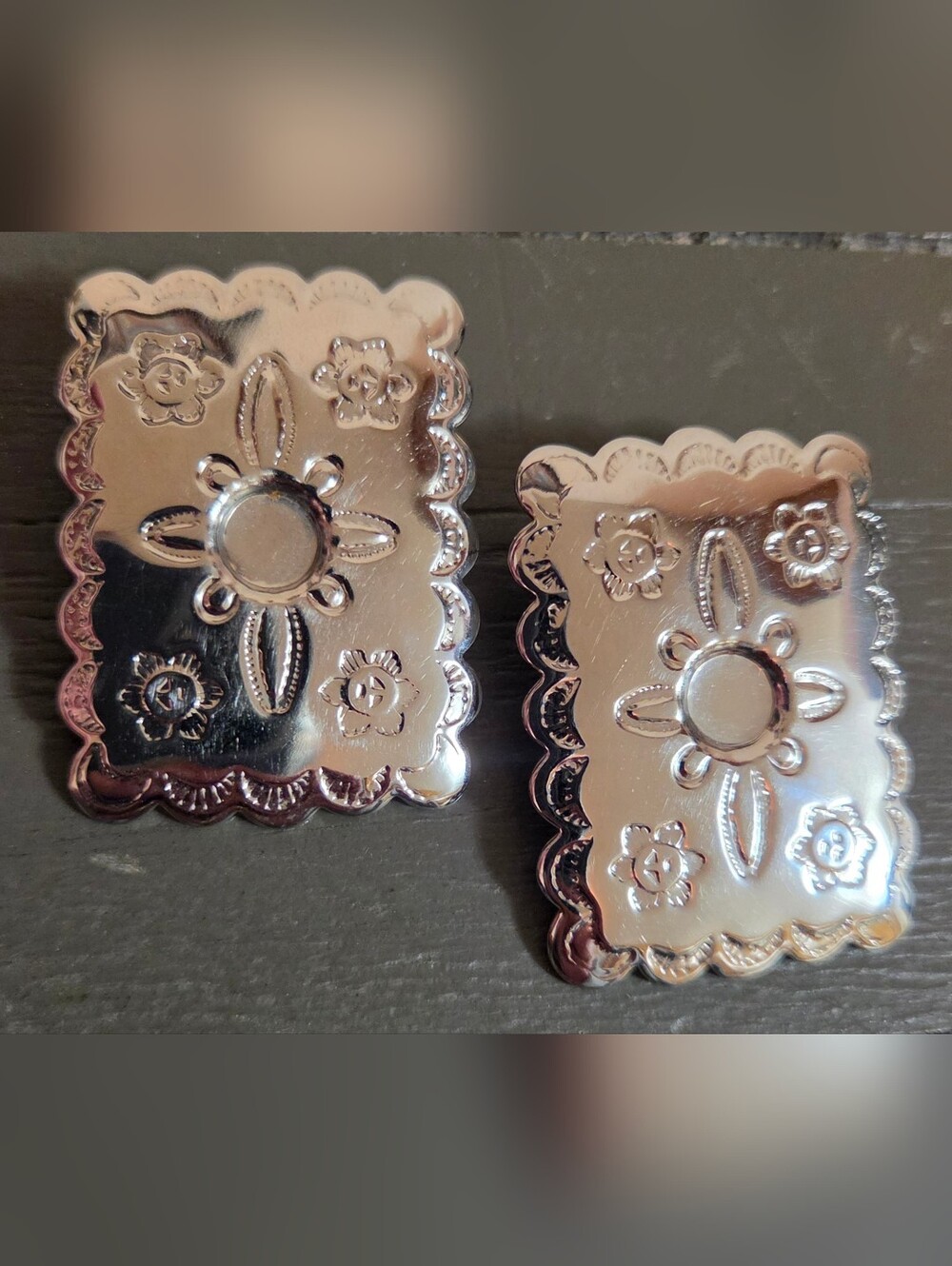 Southwestern Style Silver Tone Box Earrings